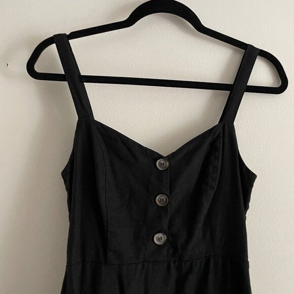 Jay Jays Women Size 6 Black Linen Blend V-Neck Sleeveless Casual Mini Sundress - Picture 2 of 8